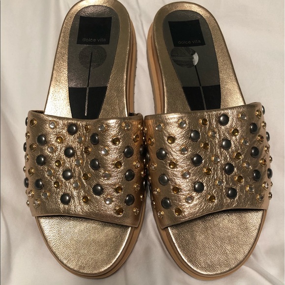 Dolce Vita Shoes - Rose gold jewel studded slides